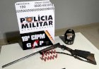 GAP da Polícia Militar prende motociclista por porte ilegal de arma e munições em estrada rural de Querência